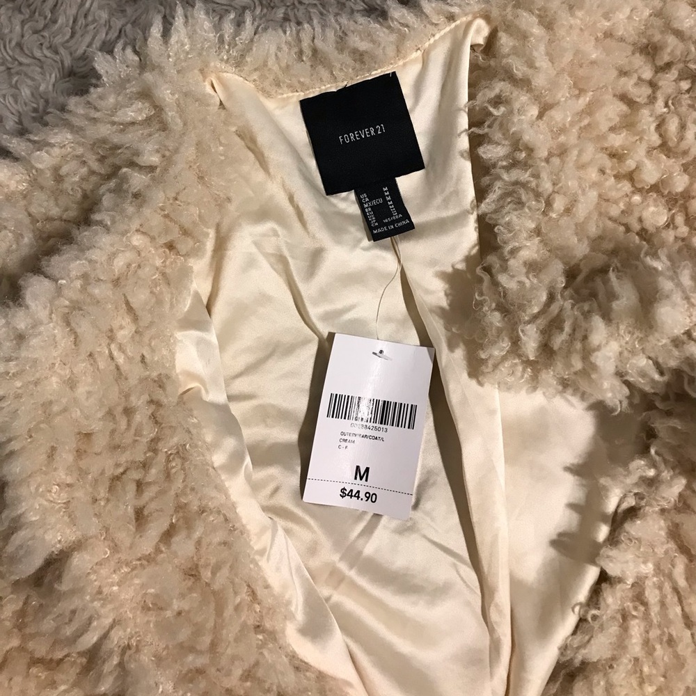 Forever 21 Cream Fuzzy Jacket - Picture 3 of 7